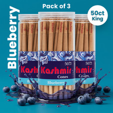 Kashmir Pre Rolled Cones King Size Blueberry Flavored Rolling Paper Cones 150 CT picture