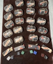 24 Pair Vintage Tiny Glass Miniature Dice .25”  Assorted Colors In Capsules NOS picture