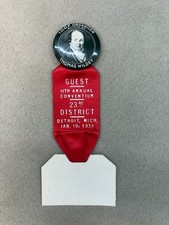 1938 IOOF Convention Ribbon ~ 11th Annual ~ Detroit Michigan ~ Odd Fellows picture