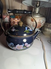 VGC Gailstyn-Sutton Jardine Collection Porcelain Enamel Tea Pot Kettle Blue 1985 picture