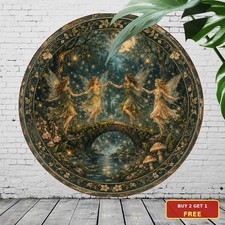 Fairy Firefly Forest Round Tin Sign Glowing Dreamy Fantasy Wall Art Decor picture