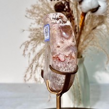 0.97LB   Natural Rose Quartz Moon - Pink Purple Crystal Love Stone Healing picture