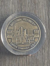 VTG Rare Acrylic Paperweight Baytown Texas Oil Refinery Exxon Mobile picture