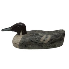 VTG Wooden Gray Black Burgundy Duck Decoy picture