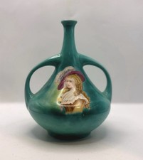 Antique Royal Vienna Style Portrait Bowl Austria Gold Gilt Feet Vase picture