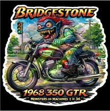 1968 Bridgestone 350 GTR Motorcycle 9x9cm Durable Die-Cut Vinyl Sticker 1 of 36 picture