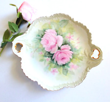 Vintage Signed Bavarian Porcelain Plate Tray Handled Plate - Cottage Chic - Cake picture