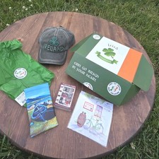 Irish Treasure Box Ireland Gift Set Shamrock Cap Cards Eyeglass Pouch Souvenir picture