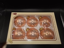 Christmas by Krebs Glazed Peach Glass Round Ball Hanging Ornaments Set of 6  picture