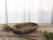 Primitive Wooden Rustic Small Mini Hand Carved Dough Bowl Farmhouse Cabin picture