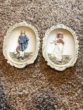 Vintage Lefton Blue Boy,  and Pinkie porcelain wall plaques picture