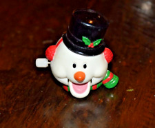 Russ Berrie Yuletide Yakkers Wind Up Snowman Head Vtg Christmas brooch picture