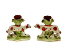 Dog Figurine Pair Staffordshire Style Spill Vase Vintage Classic Decor Gift picture