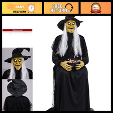 Seated Witch Animatronic Candy Bowl Holder | Motion Activated Halloween Decor, S picture