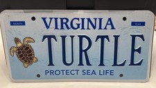 Exp. Va Personalized Vanity License Plate TURTLE Protect Sea Life Ocean Decor picture
