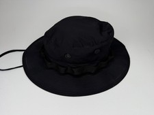 US Military Hot Weather Enhanced Ripstop Sun Hat Black Boonie USA | 7 1/2 picture