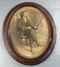 Antique Framed Photo Black And White Photograph Of A Young Man Business Attire picture