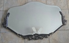 Vintage Graphic Systems Beveled Mirror Ornate Silver Tone Metal Clad Wood Frame picture