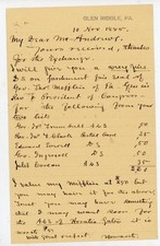 1885 Glen Riddle PA Autograph Collector Letter Thomas Mifflin Horatio Gates picture