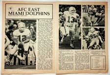 Vintage 1974 Miami Dolphins AFC East Magazine Print Ad Bob Griese Mercury Morris picture