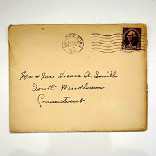 1937 Vintage Christmas Card Dogs Handwritten Letter Envelope Ephemera picture