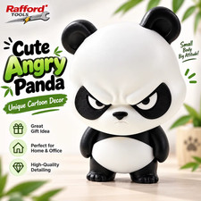 Rafford angry panda figurine cute cartoon black white statue desktop decor gift picture