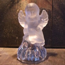 Vintage 1979 Goebel 24% Lead Crystal Frosted and Clear Glass Angel Bell Germany picture