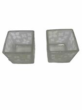 Partylite P7235 Square Frosted Votive Candle Holders Set Of 2 with Original Box picture