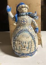 2012 JIM SHORE “Cheerful Greetings”with Box Enesco Blue Snowman Figurine picture