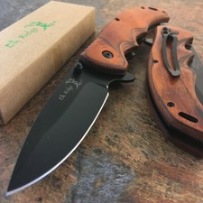 Elk Ridge Pakkawood Ballistic Assisted Folding Frame lock Brown Pocket Knife picture