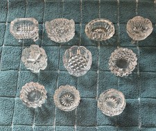 Vintage Set of Four (4) Clear Cut Glass Open Salt Cellars - 1.5 Inch Diameter picture