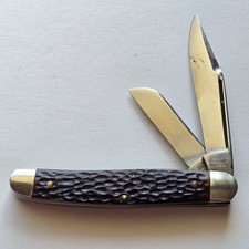 Vintage Kutmaster Utica NY USA 2 Blade Jack Pocket Knife Jigged Delrin picture