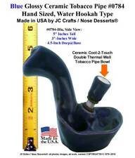 Blue Bent Ladle Ceramic Glass Tobacco Water pipe Hookah Bong Pipe 0784 Made USA picture
