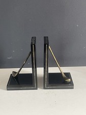 Vintage Bally’s Grand Hotel Las Vegas Golf Club Bookends Brass Black Pair picture