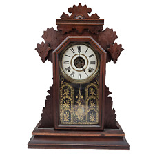 Ingraham Parlor Ginger Brest Mantle Clock, 8 Day T&S, Calendar, Mahogany Finish picture