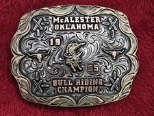 Bull Riding RODEO☆X~TREME☆1995☆CHAMPION TROPHY BUCKLE☆Mc Alester Oklaho☆Rare☆W41 picture