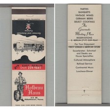 Matchbook Cover Hofbrau Haus Abbottstown PA picture