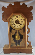 Antique PARLOR SHELF CLOCK Unsigned Face Reverse Paint As-found Parts or Repair picture