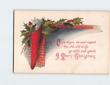 Postcard Hanging Sock & Holiday Art Print Merry Christmas Greeting Card picture