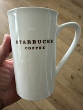Vintage Starbucks Coffee 2003 Tall White Ceramic Mug Brown Logo Gift  Cup picture