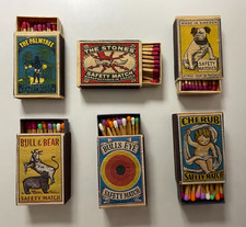 Vintage Safety Matches Lot of 6 Matchboxes Featuring Colorful Artwork picture
