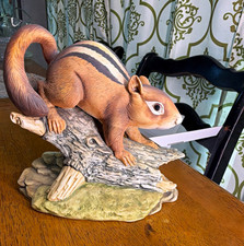 Andrea by Sadek Chipmunk Ceramic Figurine on Log 5933 Made in Japan picture