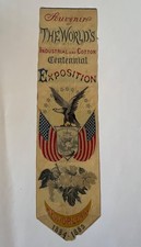 1884 New Orleans Worlds Cotton Centennial Exposition Silk Ribbon Souvenir Fair picture