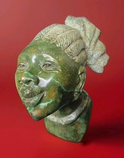 Zimbabwe Verdite Stone Shona Sculpture  WoMAN HEAD BUST 7.5