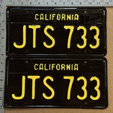 1963 California license plate pair JTS 733 YOM DMV HIGH QUALITY RESTORED 24206 picture