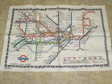 Vintage 70’s London Underground Railway Transit System Linen Decor Tea Towel 27” picture