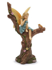 Marshall Home & Garden Fairy Sitting Pretty With Bird On Log MG370 picture