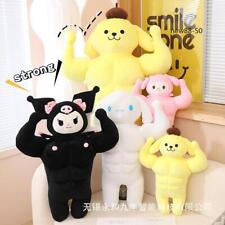 New Sanrio Cinnamoroll Kuromi My Melody Muscular Plush Doll Pillow Funny Abs Toy picture