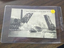 FFH Train or Station Postcard Railroad RR RAILWAY BASCULE BRIDGE AT 12TH CHICAGO picture