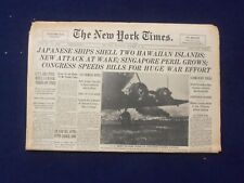1941 DEC 17 NEW YORK TIMES- JAPANESE SHIPS SHELL TWO HAWAIIAN ISLANDS - NP 6482 picture